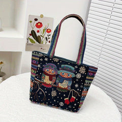 Embroidered Tote Bag Canvas Shoulder Bag Women's Handbag