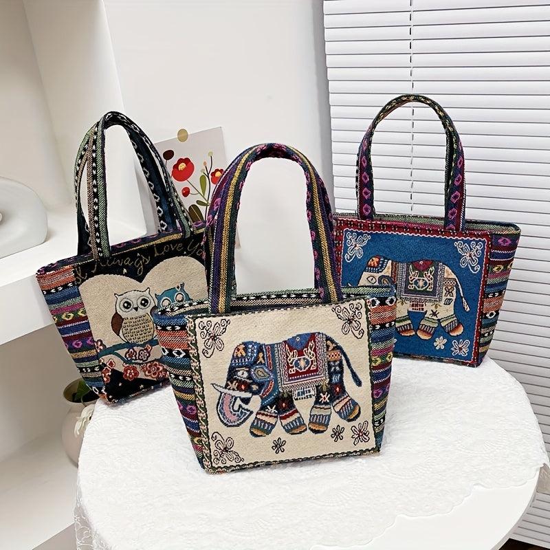 Embroidered Tote Bag Canvas Shoulder Bag Women's Handbag