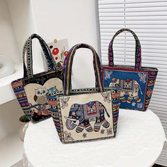 Embroidered Tote Bag Canvas Shoulder Bag Women's Handbag