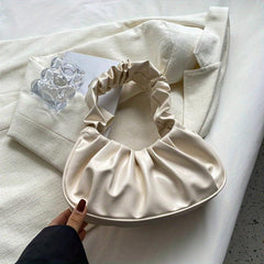 Ruched Crescent Underarm Bag Solid Armpit Bag