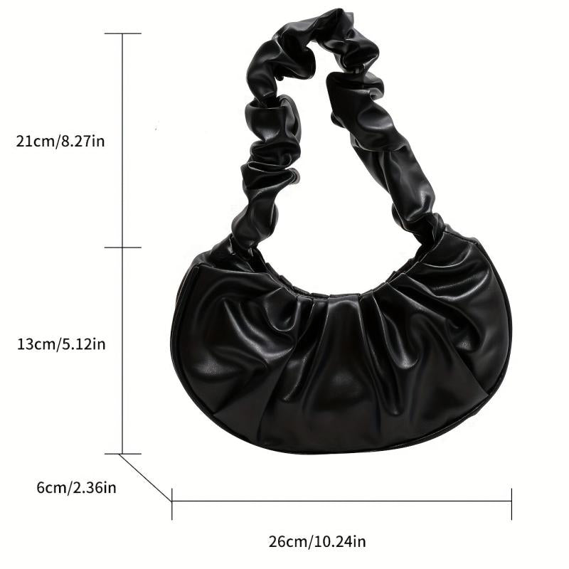 Ruched Crescent Underarm Bag Solid Armpit Bag