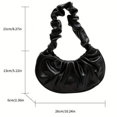 Ruched Crescent Underarm Bag Solid Armpit Bag