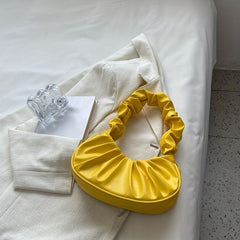 Ruched Crescent Underarm Bag Solid Armpit Bag