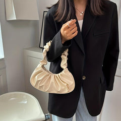 Ruched Crescent Underarm Bag Solid Armpit Bag