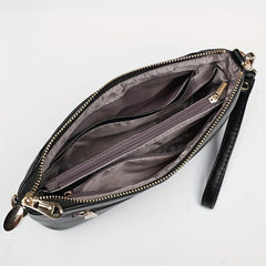 Vintage Flower Embossed Shoulder Bag Classic Zipper Purse