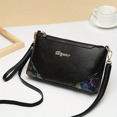 Vintage Flower Embossed Shoulder Bag Classic Zipper Purse