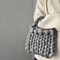 Thick Line Woven Handbag Crochet Bag Top Handle Purses For Women