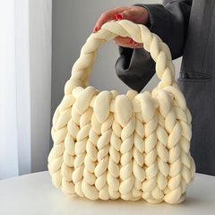 Thick Line Woven Handbag Crochet Bag Top Handle Purses For Women