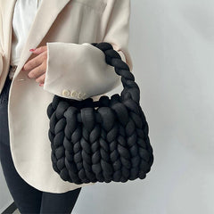 Thick Line Woven Handbag Crochet Bag Top Handle Purses For Women