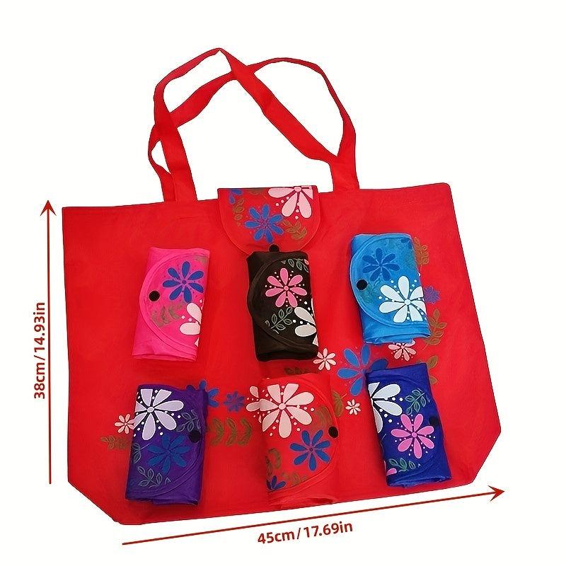 Flower Pattern Shoulder Bag Foldable Lightweight Shopper Bag