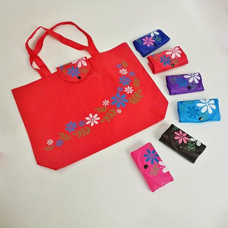 Flower Pattern Shoulder Bag Foldable Lightweight Shopper Bag