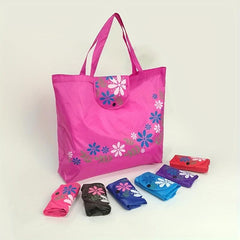 Flower Pattern Shoulder Bag Foldable Lightweight Shopper Bag