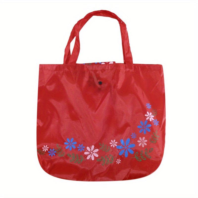 Flower Pattern Shoulder Bag Foldable Lightweight Shopper Bag