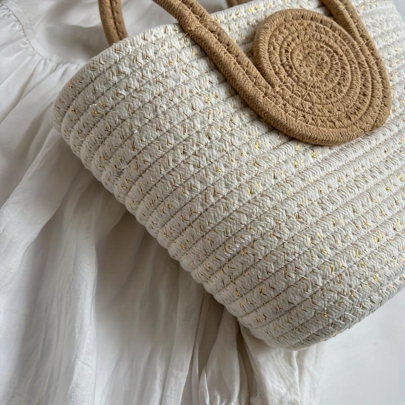 Versatile Straw Bucket Bag Handbag for Weekend Vacation