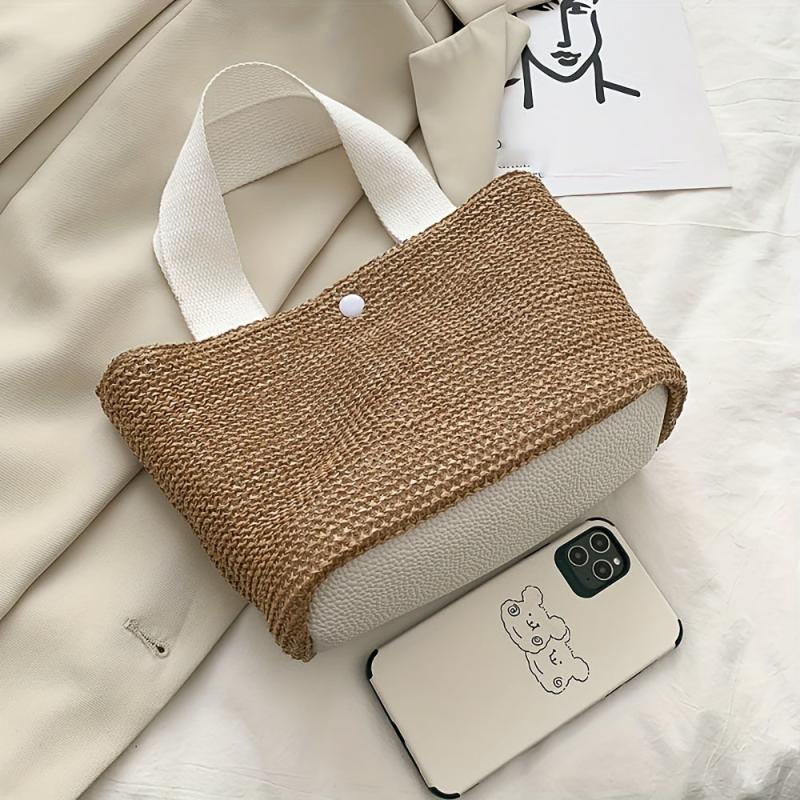Women's Straw Beach Handbag Woven Satchel Purse