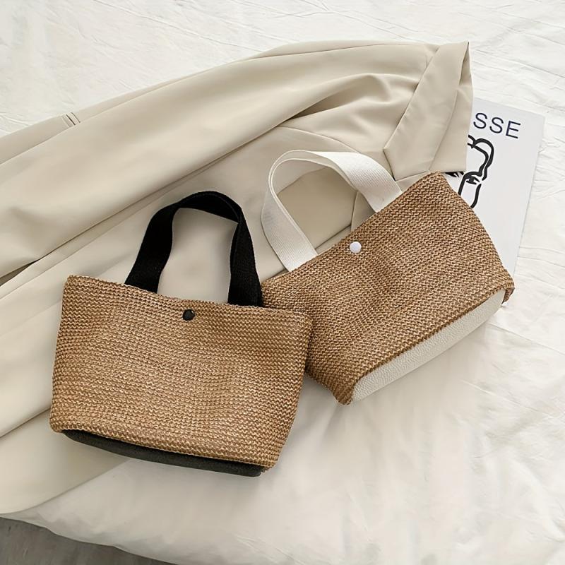 Women's Straw Beach Handbag Woven Satchel Purse