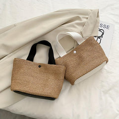 Women's Straw Beach Handbag Woven Satchel Purse