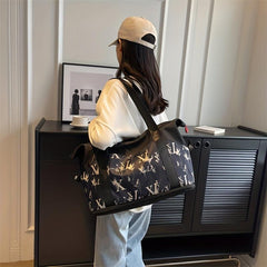 Stylish Letter Print Sports Shoulder Bag Large Capacity Zipper Sports Bag
