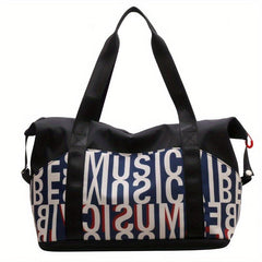 Stylish Letter Print Sports Shoulder Bag Large Capacity Zipper Sports Bag