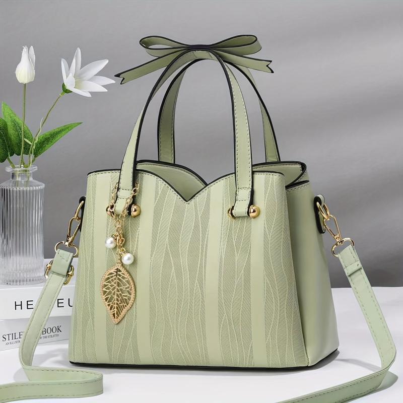 Stripes Handbags For Women PU Leather Crossbody Bag Top Handle Satchel Purse