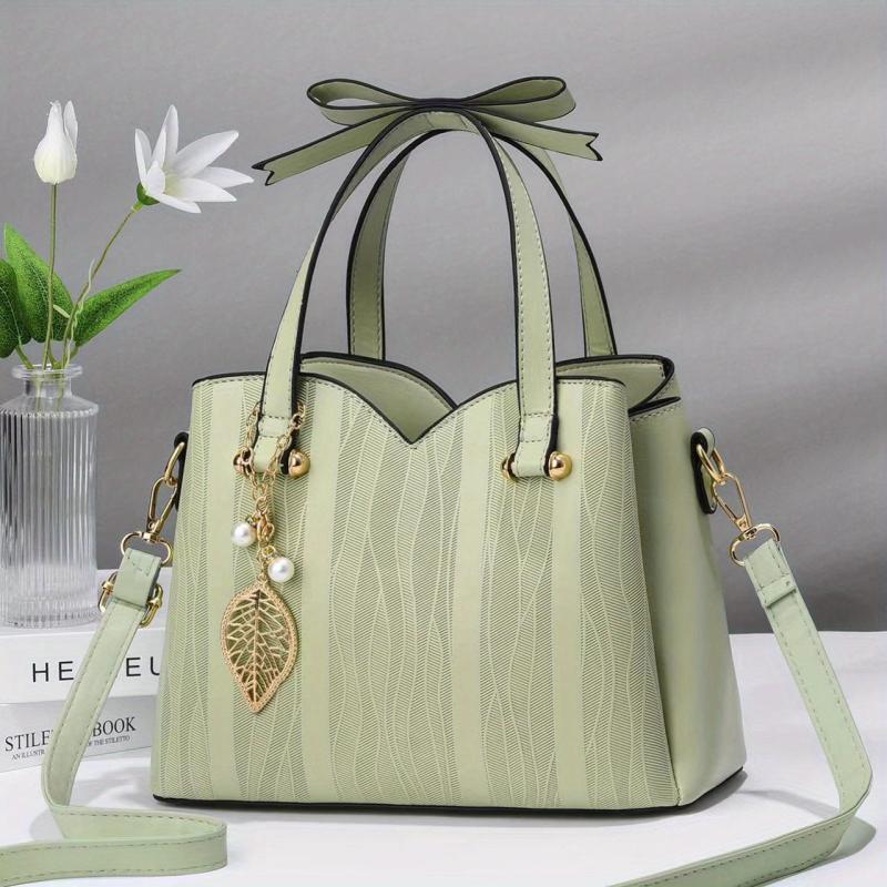 Stripes Handbags For Women PU Leather Crossbody Bag Top Handle Satchel Purse