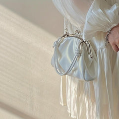 Ruched Bag Stylish Solid Satchel Bag Small Evening Bag