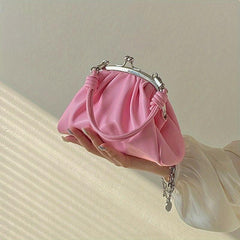 Ruched Bag Stylish Solid Satchel Bag Small Evening Bag