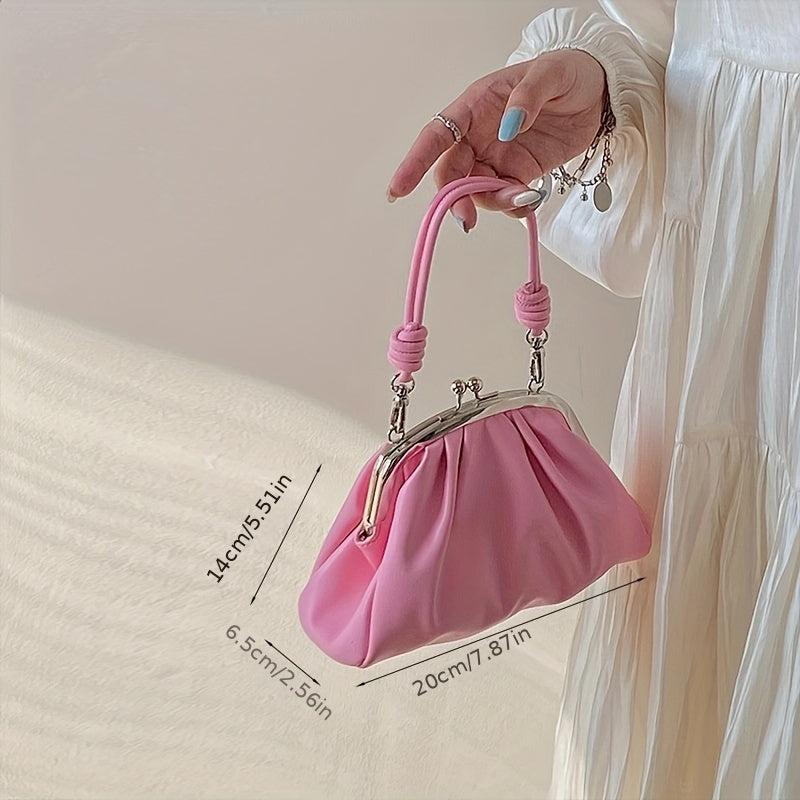 Ruched Bag Stylish Solid Satchel Bag Small Evening Bag