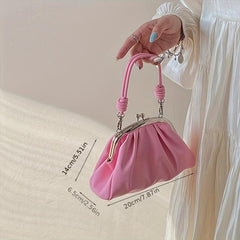 Ruched Bag Stylish Solid Satchel Bag Small Evening Bag