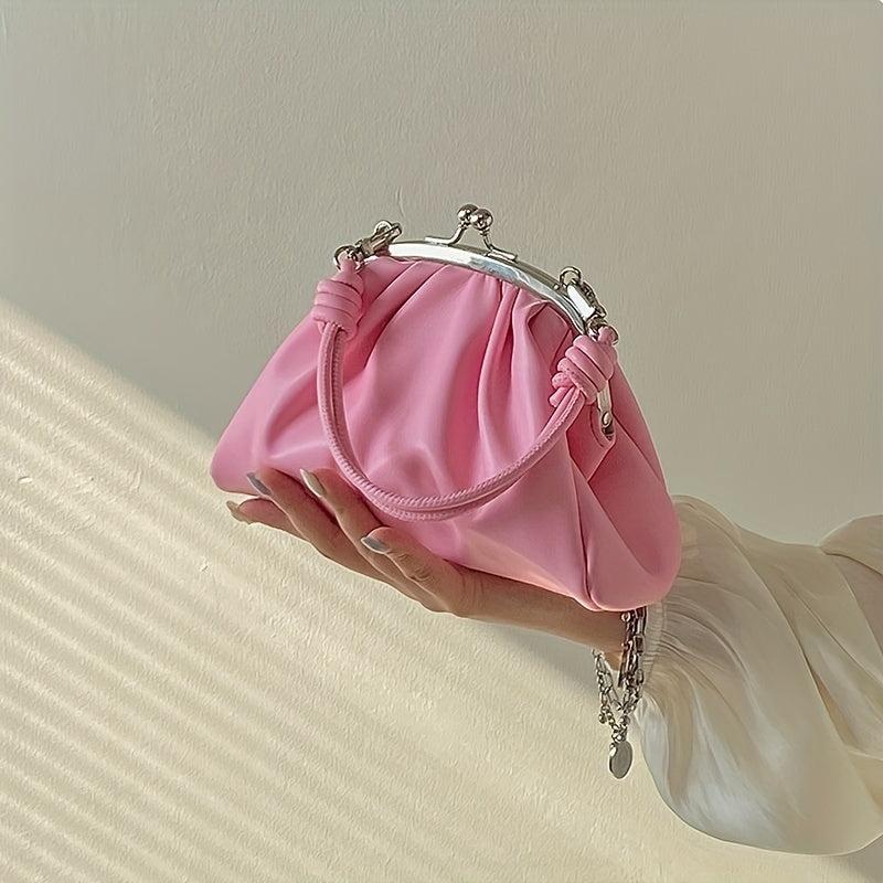 Ruched Bag Stylish Solid Satchel Bag Small Evening Bag