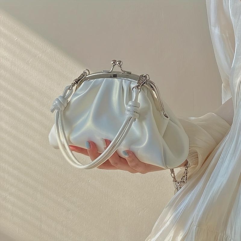 Ruched Bag Stylish Solid Satchel Bag Small Evening Bag