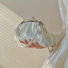 Ruched Bag Stylish Solid Satchel Bag Small Evening Bag