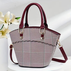 Plaid Pattern Handbags Bucket Crossbody Bag Women's Top Handle Purse