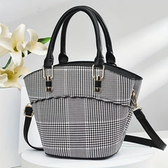 Plaid Pattern Handbags Bucket Crossbody Bag Women's Top Handle Purse