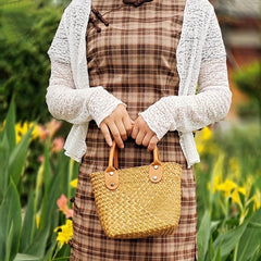 Straw Woven Handbag Lightweight Top Handle Bag