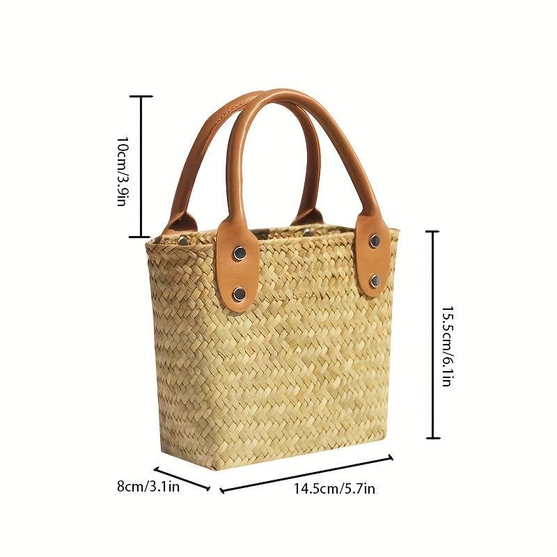Straw Woven Handbag Lightweight Top Handle Bag