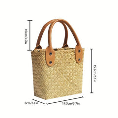 Straw Woven Handbag Lightweight Top Handle Bag