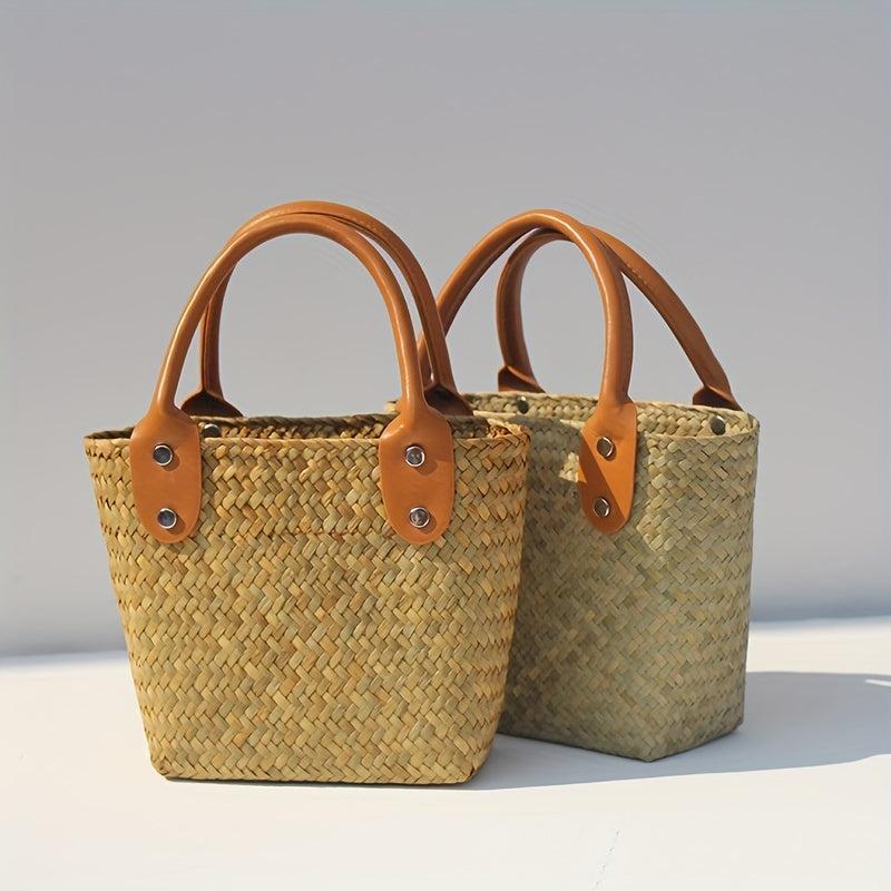 Straw Woven Handbag Lightweight Top Handle Bag