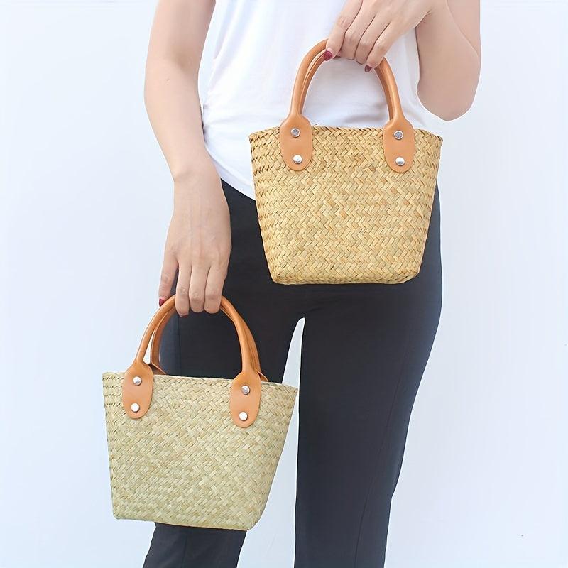 Straw Woven Handbag Lightweight Top Handle Bag