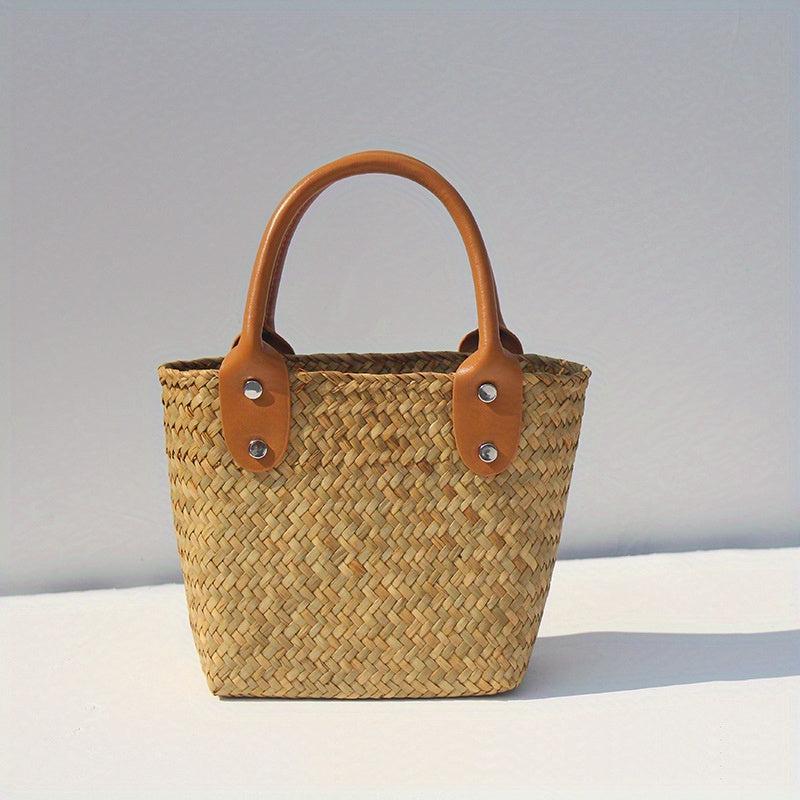 Straw Woven Handbag Lightweight Top Handle Bag
