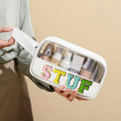 Transparent Letter Patch Cosmetic Bag Waterproof PVC Makeup Pouch
