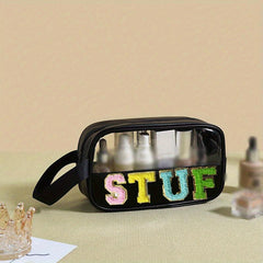 Transparent Letter Patch Cosmetic Bag Waterproof PVC Makeup Pouch