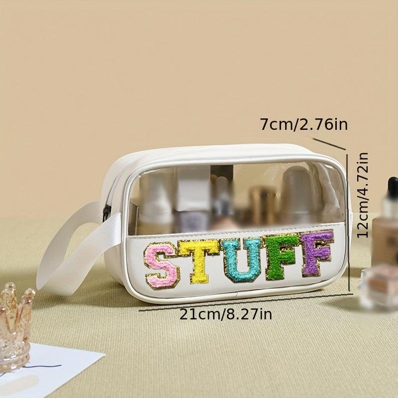 Transparent Letter Patch Cosmetic Bag Waterproof PVC Makeup Pouch