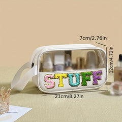 Transparent Letter Patch Cosmetic Bag Waterproof PVC Makeup Pouch
