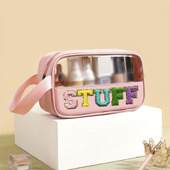 Transparent Letter Patch Cosmetic Bag Waterproof PVC Makeup Pouch