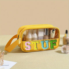 Transparent Letter Patch Cosmetic Bag Waterproof PVC Makeup Pouch