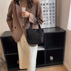 Corduroy Foldable Handbag Top Handle Shoulder Bag