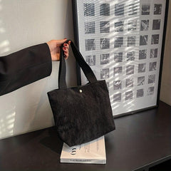 Corduroy Foldable Handbag Top Handle Shoulder Bag