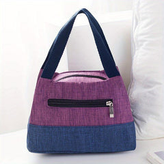 Colorblock Lunch Box Bag Portable Canvas Handbags Storage Bag