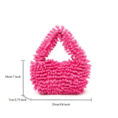 Women's Faux Fur Hobo Bag Plush Clutch Purse